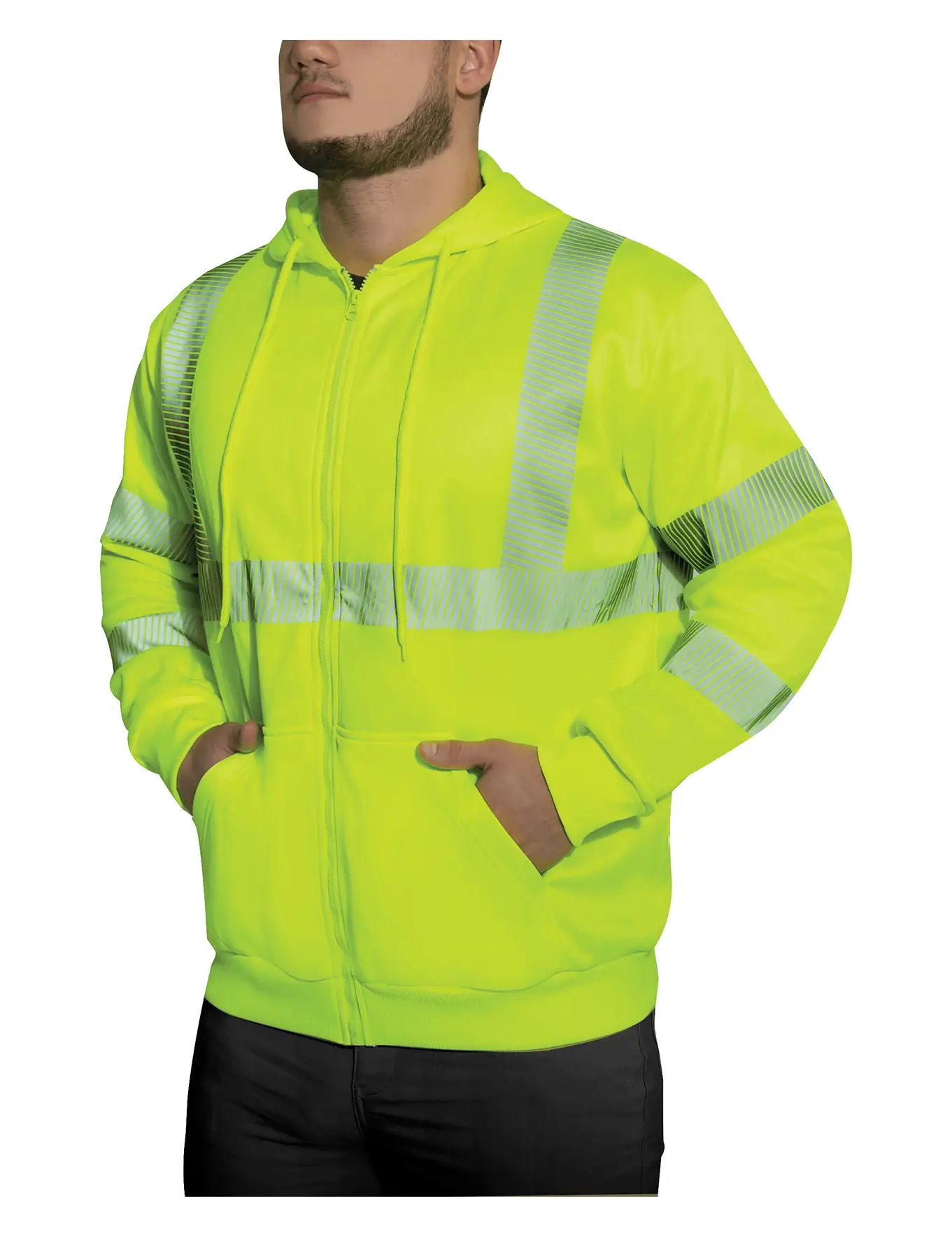 Rothco Hi-Vis Performance Zipper Sweatshirt - Safety Green - Image 2