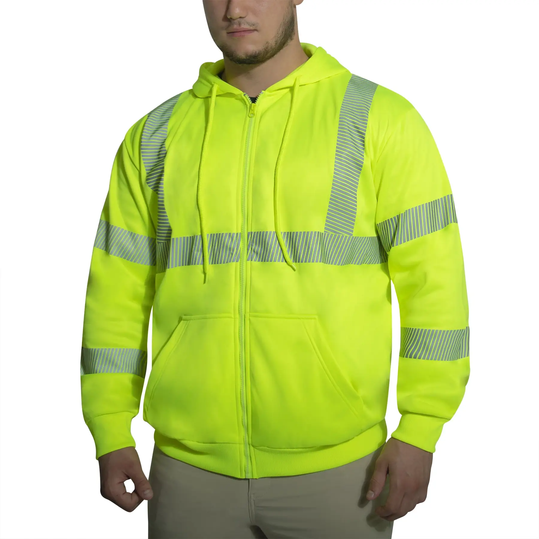 Rothco Hi-Vis Performance Zipper Sweatshirt - Safety Green - Image 7