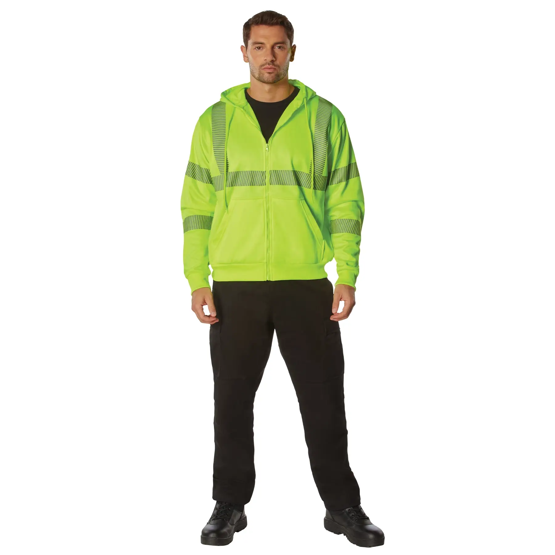 Rothco Hi-Vis Performance Zipper Sweatshirt - Safety Green - Image 4